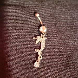 🆕️ Dolphin shape belly button ring Inlaid Shiny Zircon
